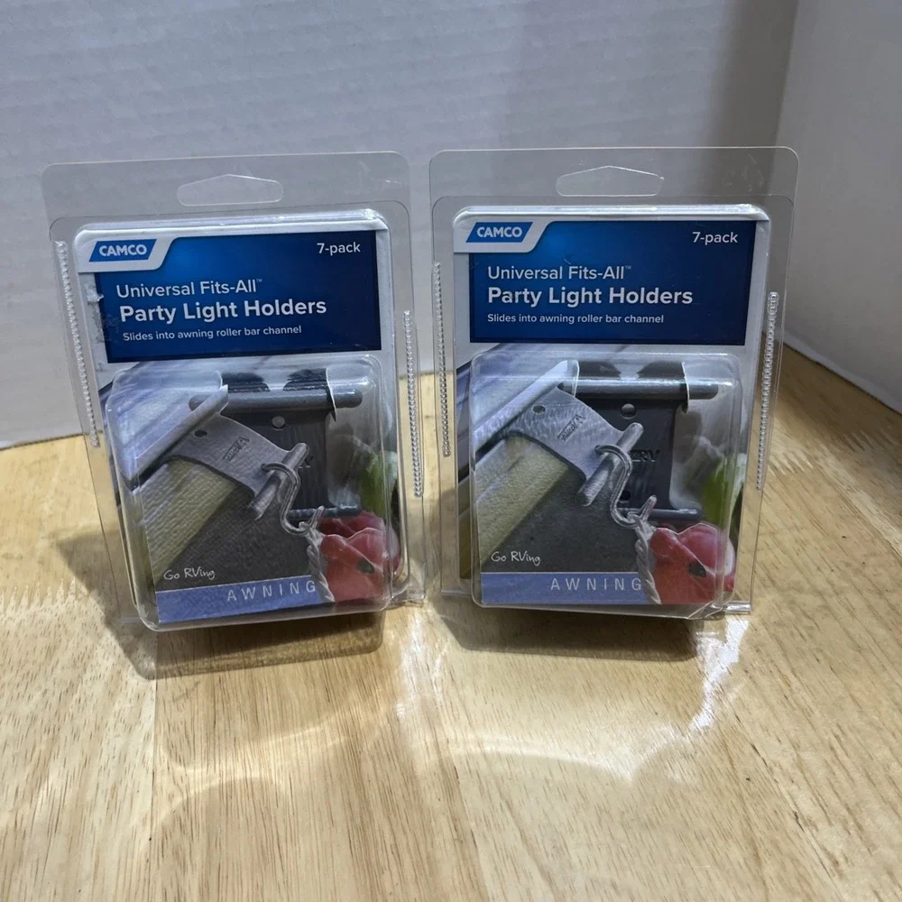 2X Party Light Holders Universal Fits-All 7-Pack Fits Awning Cannels RVs Camco